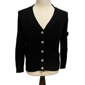 Vintage Gucci Black Wool Button-Up Cardigan Made in Italy 44